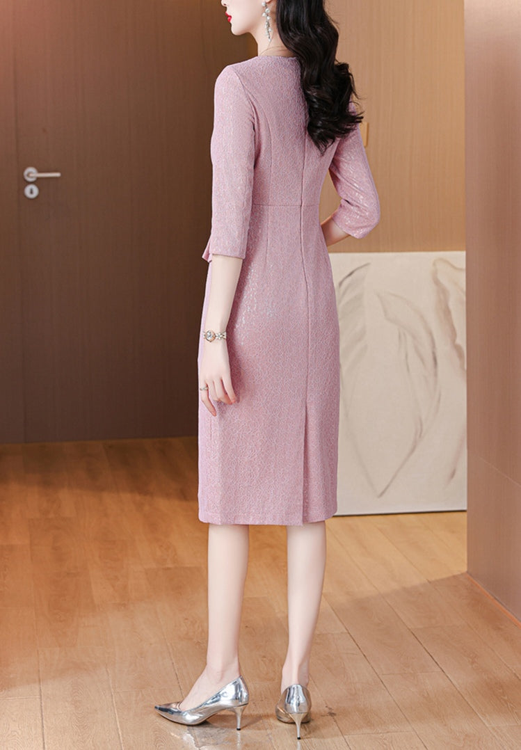 Retro Pink Noble And Stylish Elegant Evening Dress