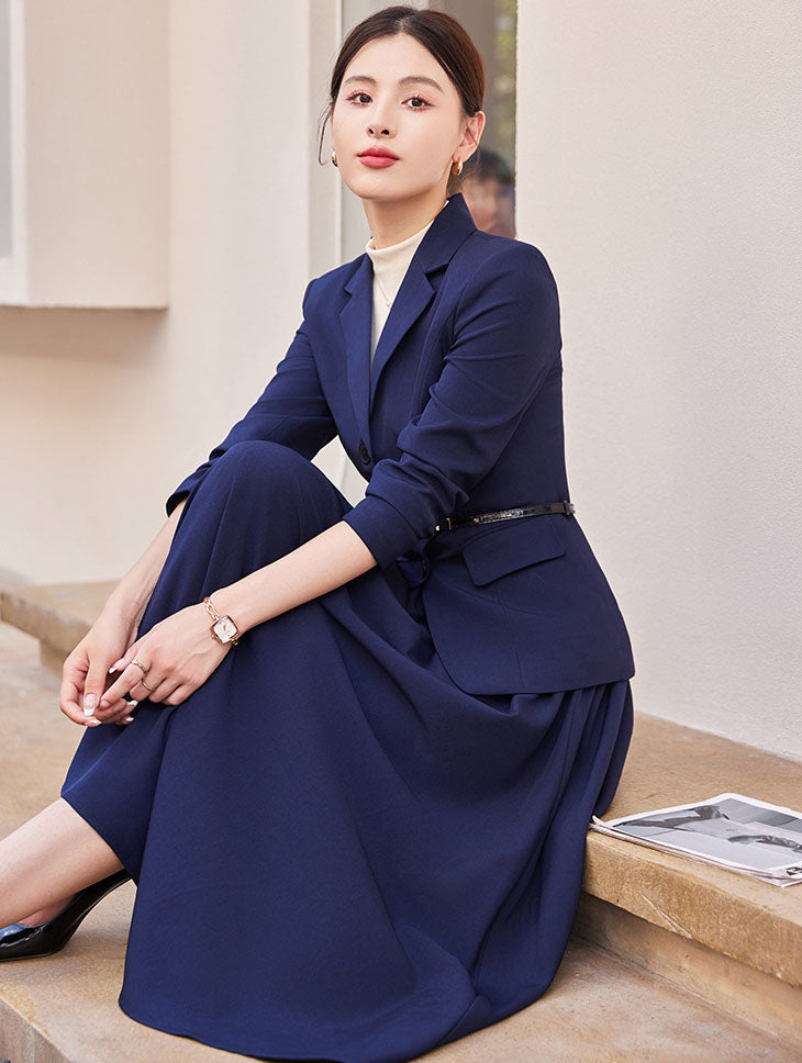 Women's Suit Jacket + Pleated Skirt Two Pieces Suit Set