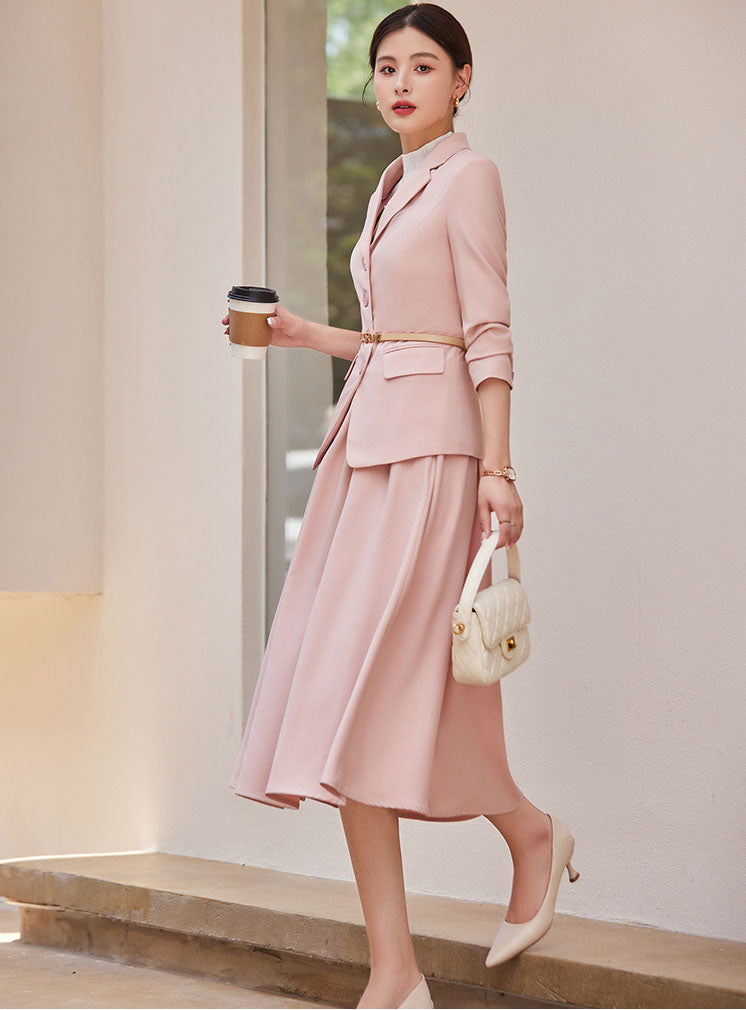 Women's Suit Jacket + Pleated Skirt Two Pieces Suit Set