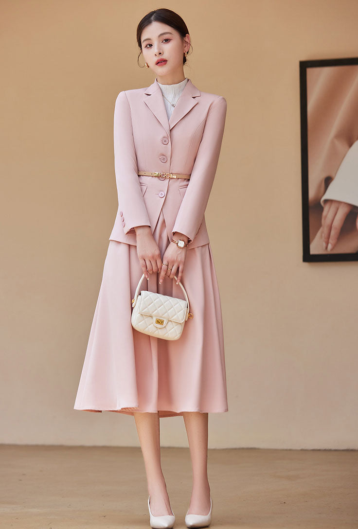 Women's Suit Jacket + Pleated Skirt Two Pieces Suit Set