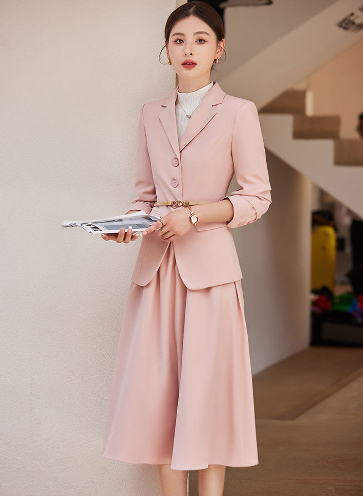 Women's Suit Jacket + Pleated Skirt Two Pieces Suit Set
