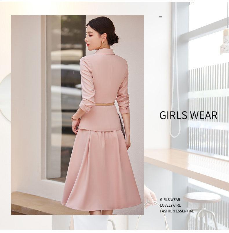Women's Suit Jacket + Pleated Skirt Two Pieces Suit Set