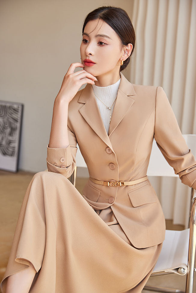 Women's Suit Jacket + Pleated Skirt Two Pieces Suit Set