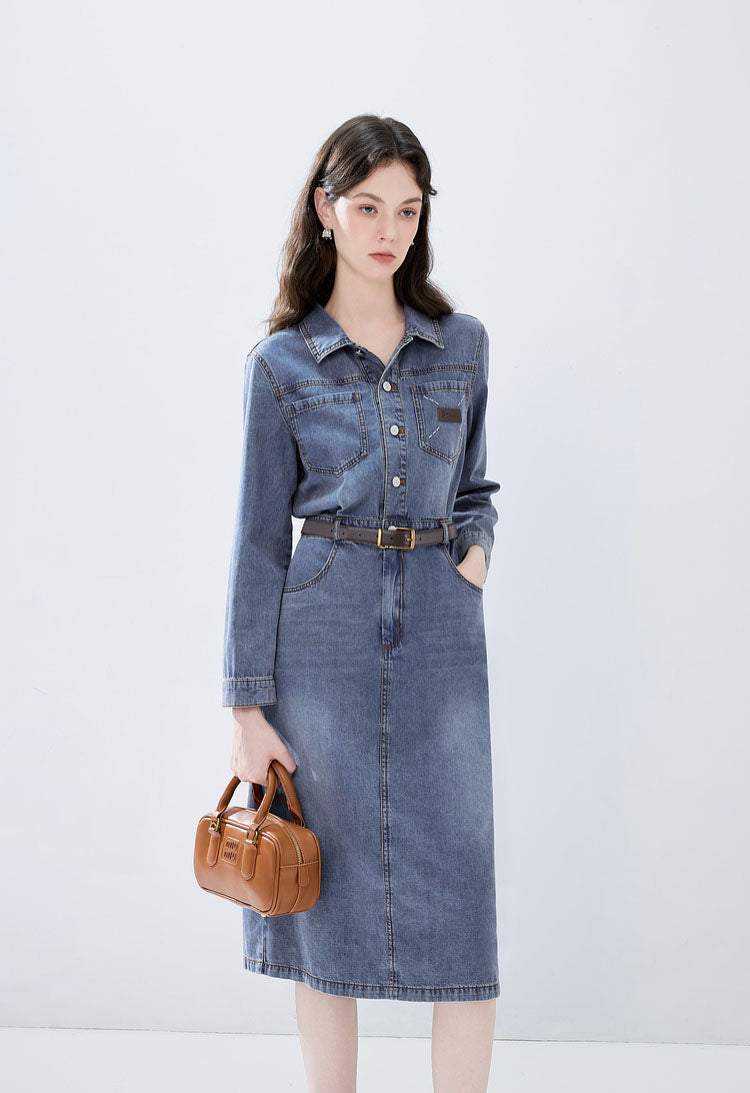 Retro Blue Denim Dress