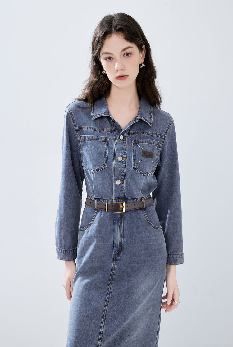 Retro Blue Denim Dress