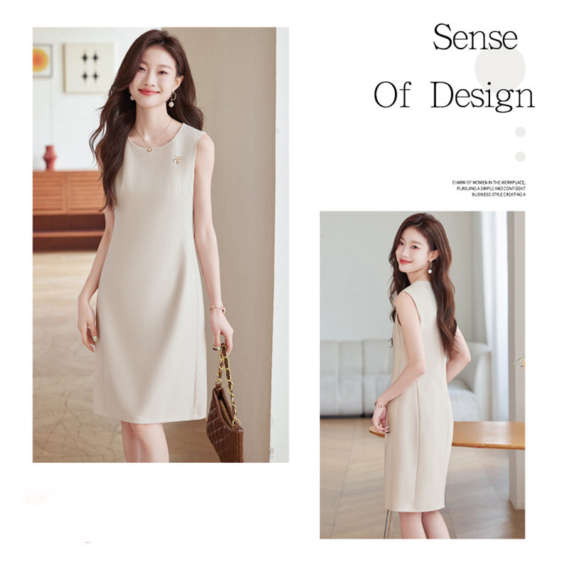 Sleeveless Professional Round Neck Dress