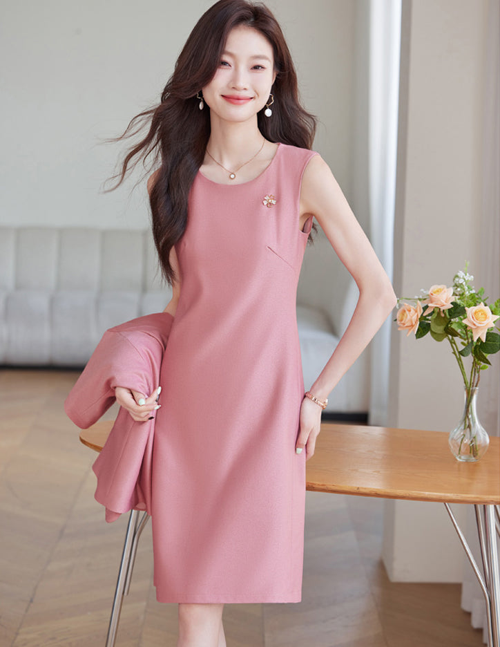 Sleeveless Professional Round Neck Dress