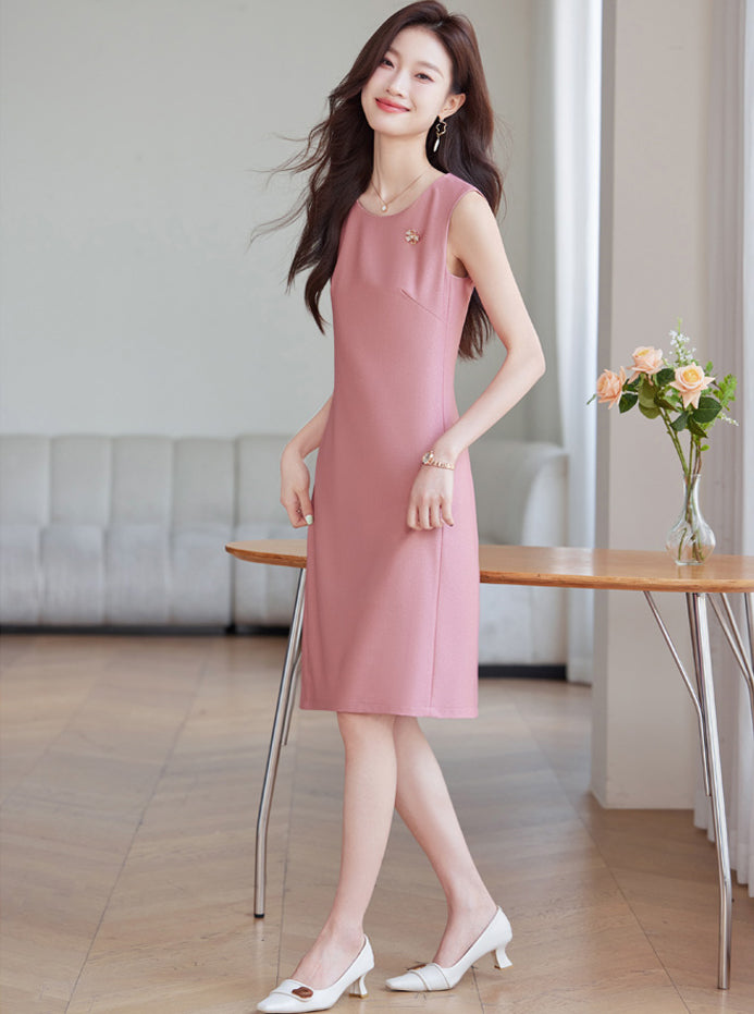 Sleeveless Professional Round Neck Dress