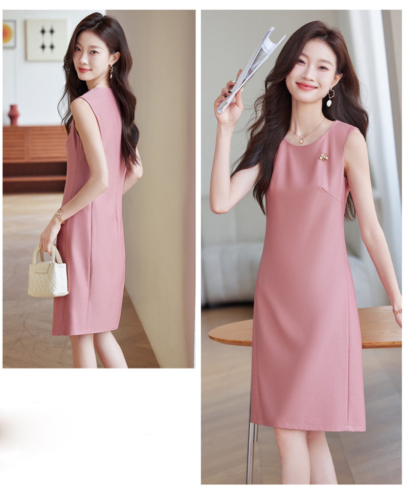 Sleeveless Professional Round Neck Dress
