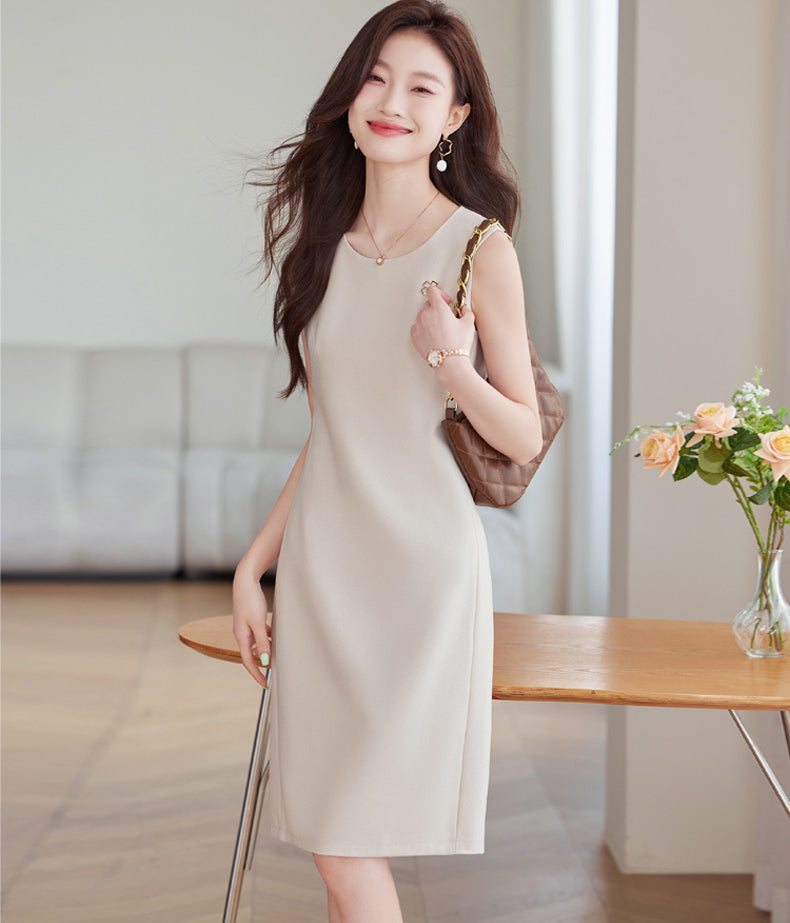 Sleeveless Professional Round Neck Dress