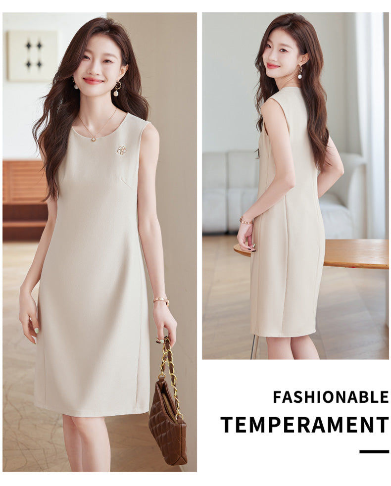 Sleeveless Professional Round Neck Dress