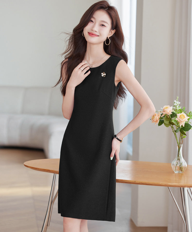 Sleeveless Professional Round Neck Dress