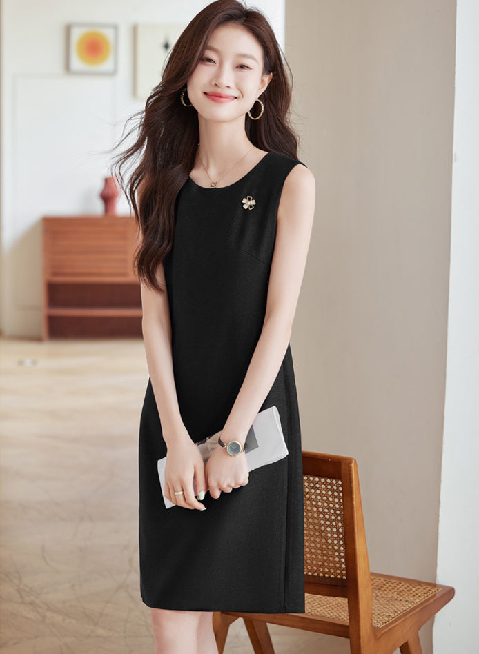 Sleeveless Professional Round Neck Dress