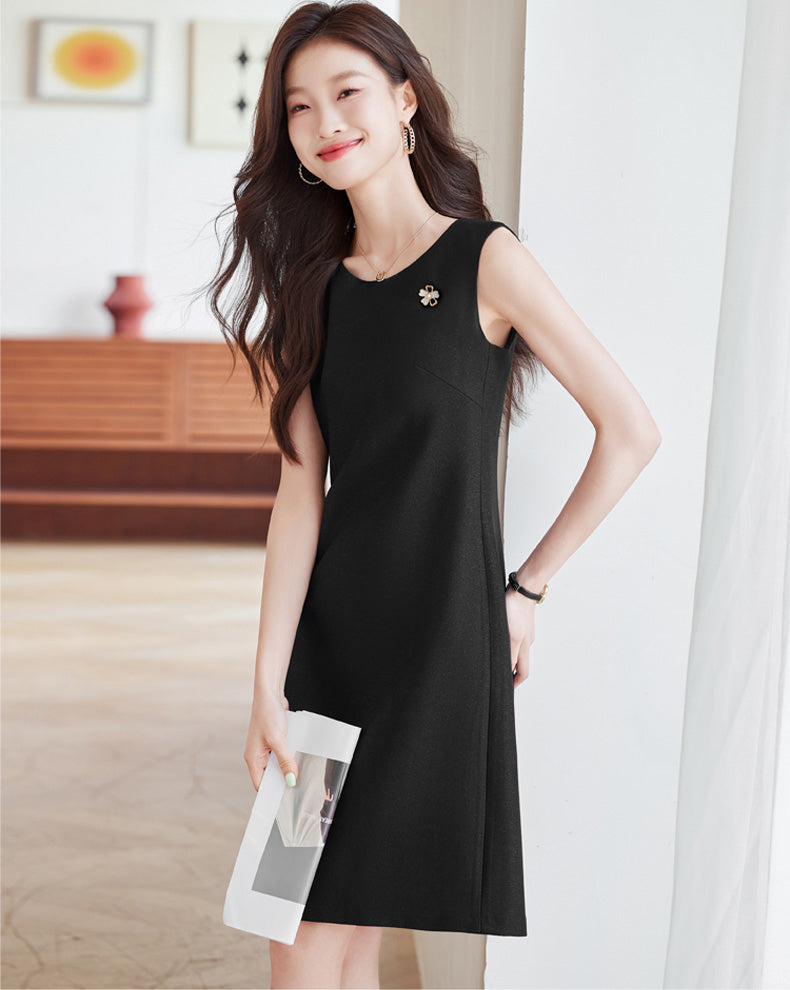 Sleeveless Professional Round Neck Dress