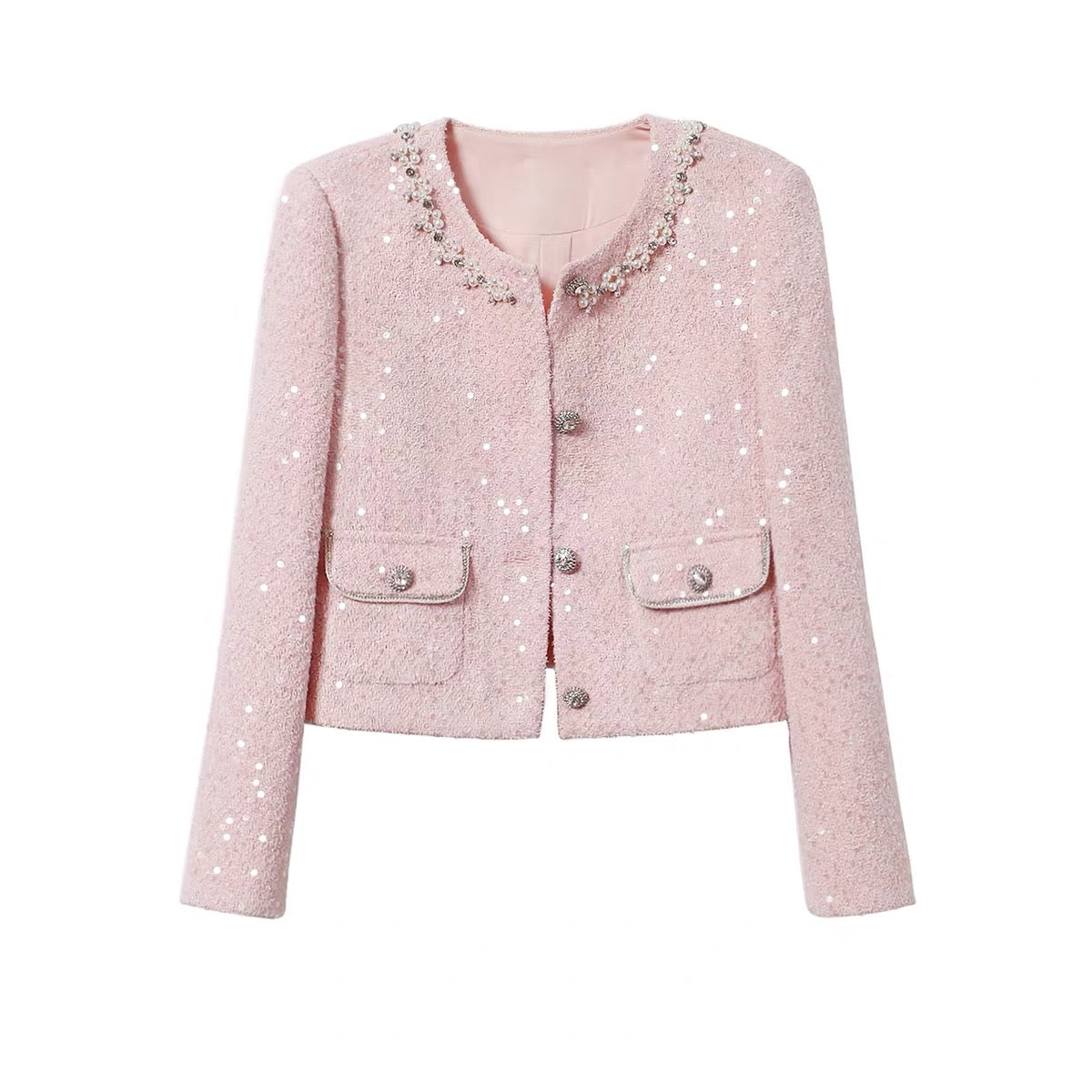 Pink Beaded Elegant Women's Jacket