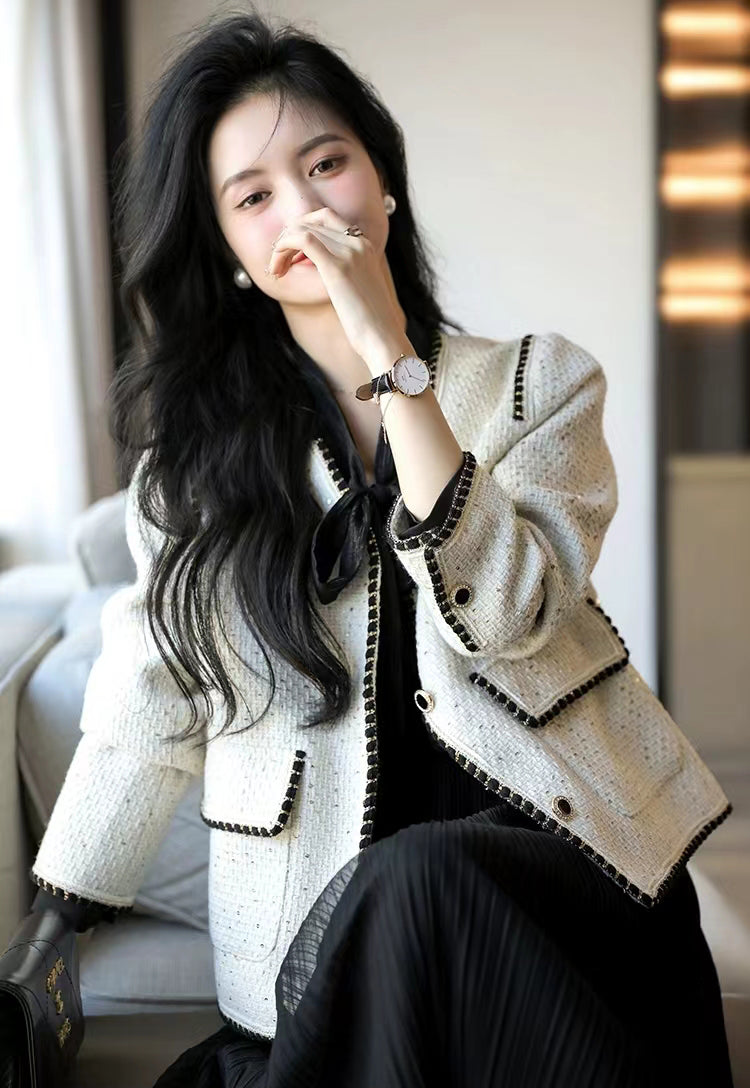 White Elegant Sequin Women's Jacket