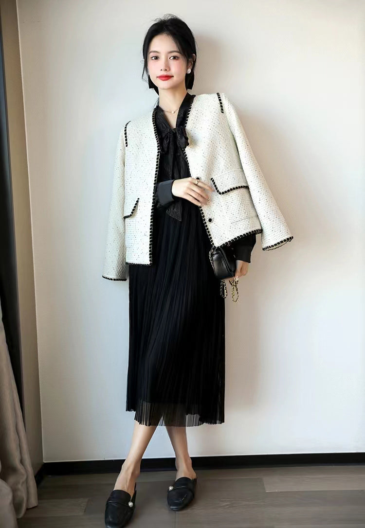 White Elegant Sequin Women's Jacket