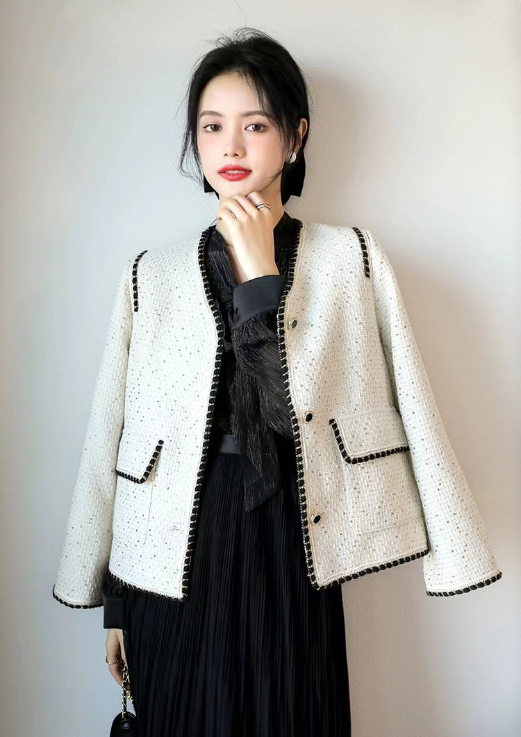 White Elegant Sequin Women's Jacket