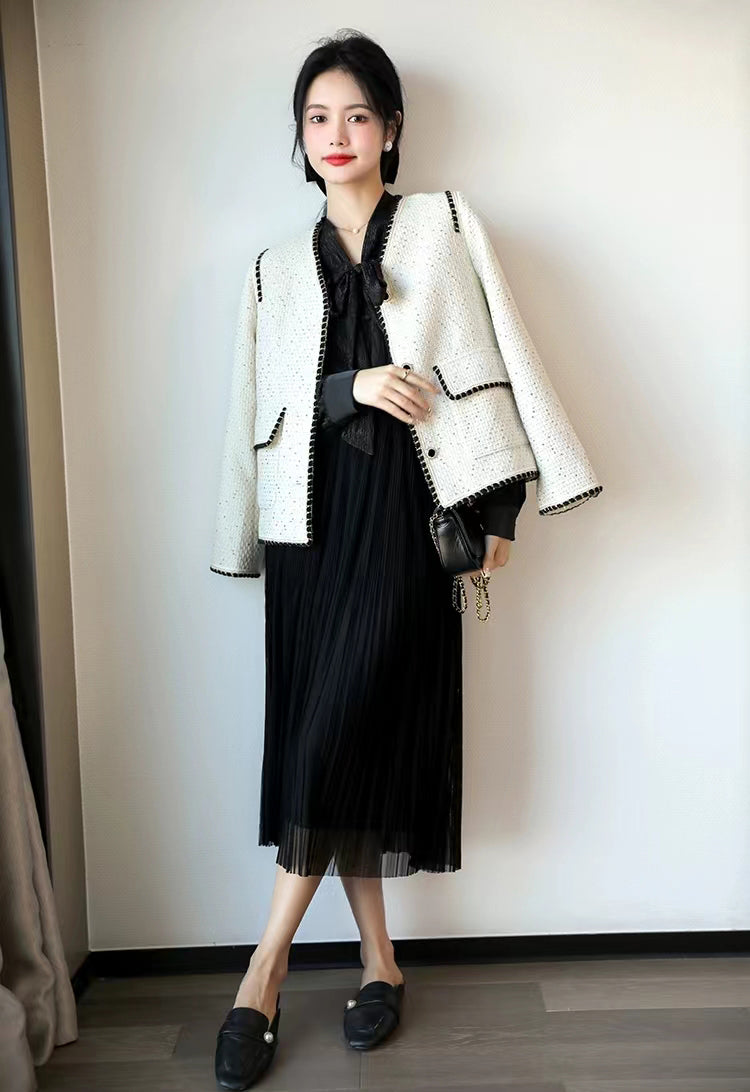 White Elegant Sequin Women's Jacket