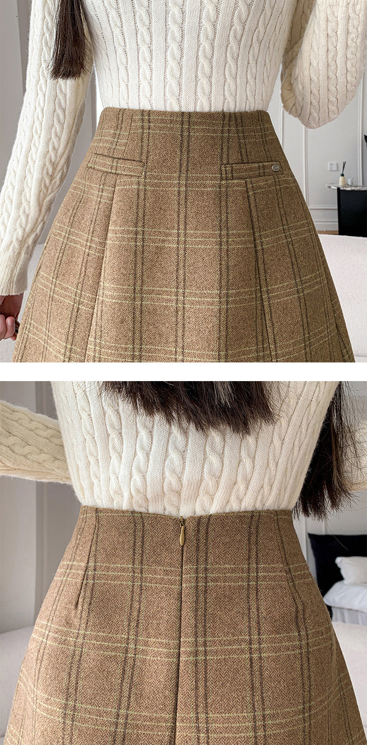 High Waist A-line Anti-exposure Mini Skirt