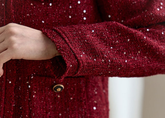Shiny Red Cotton Tweed Women's Jacket
