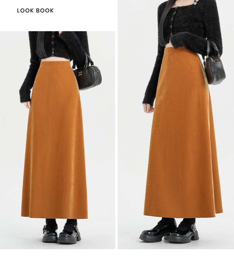 Retro Versatile Slim Velvet Elastic Skirt