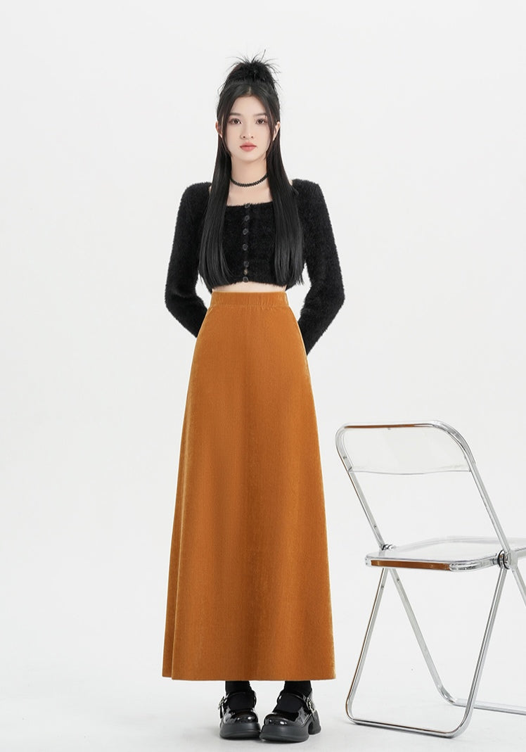 Retro Versatile Slim Velvet Elastic Skirt