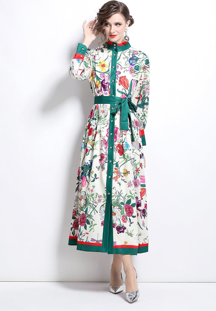Floral Long-sleeve Maxi Dress