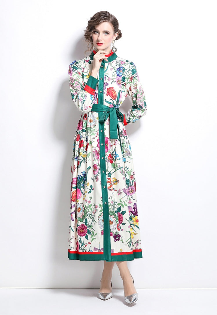 Floral Long-sleeve Maxi Dress