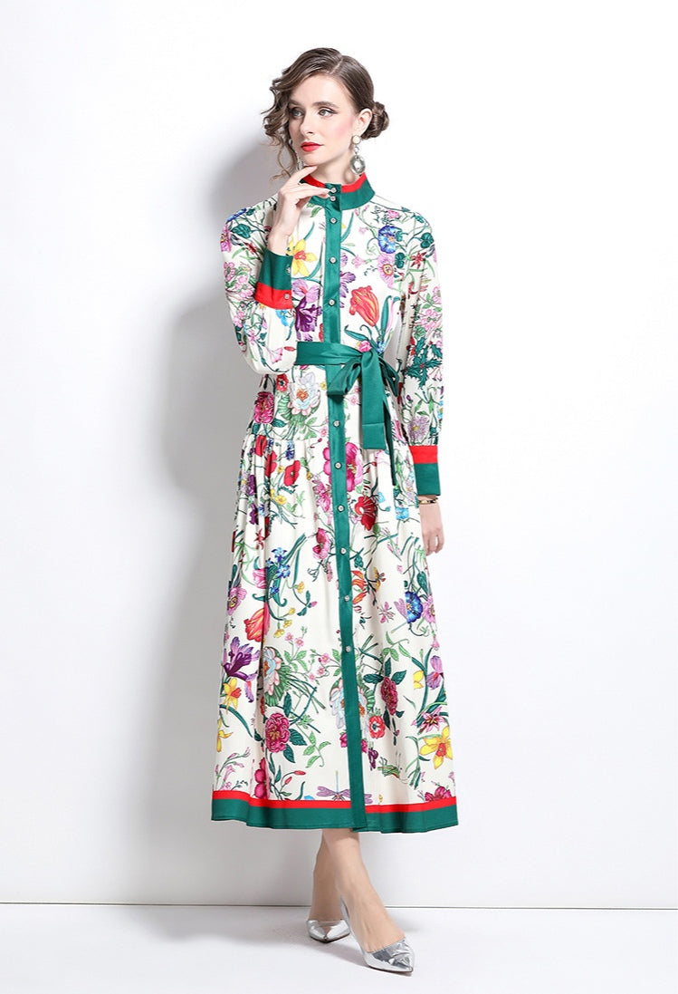 Floral Long-sleeve Maxi Dress