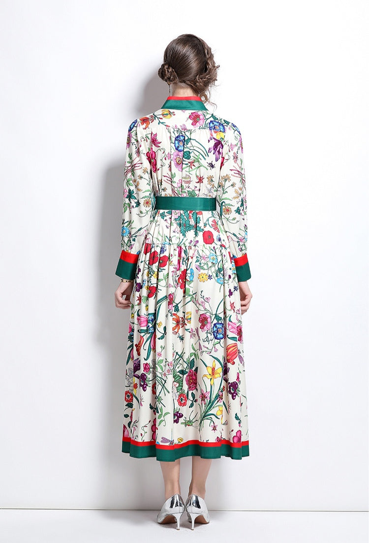 Floral Long-sleeve Maxi Dress