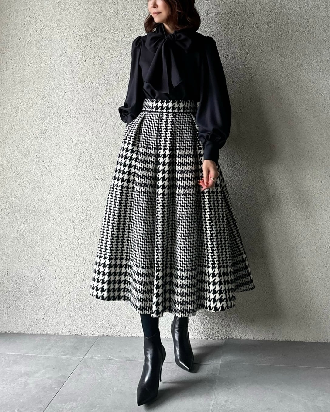 Plaid Coarse Woolen A-line Skirt