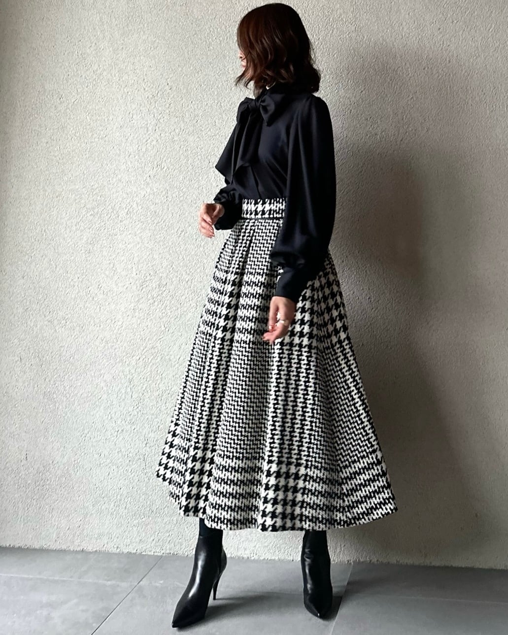 Plaid Coarse Woolen A-line Skirt