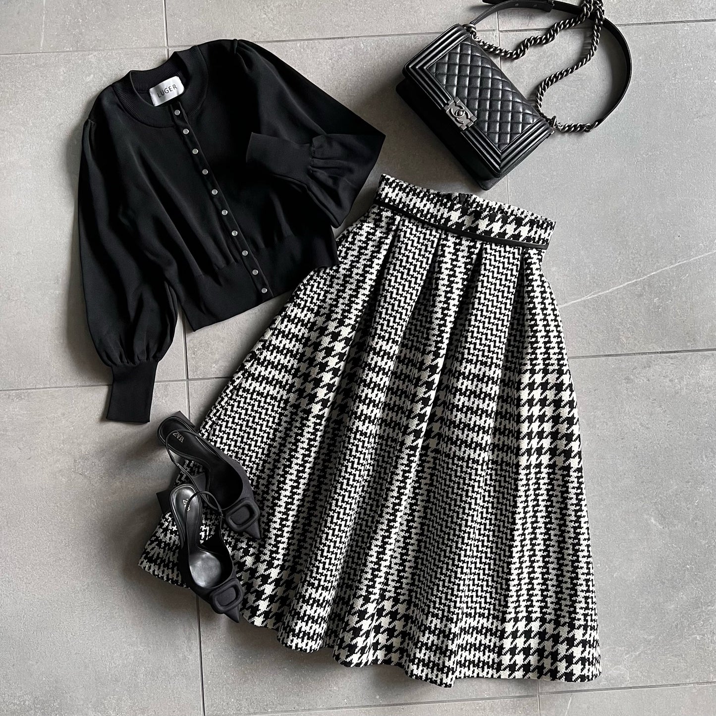 Plaid Coarse Woolen A-line Skirt