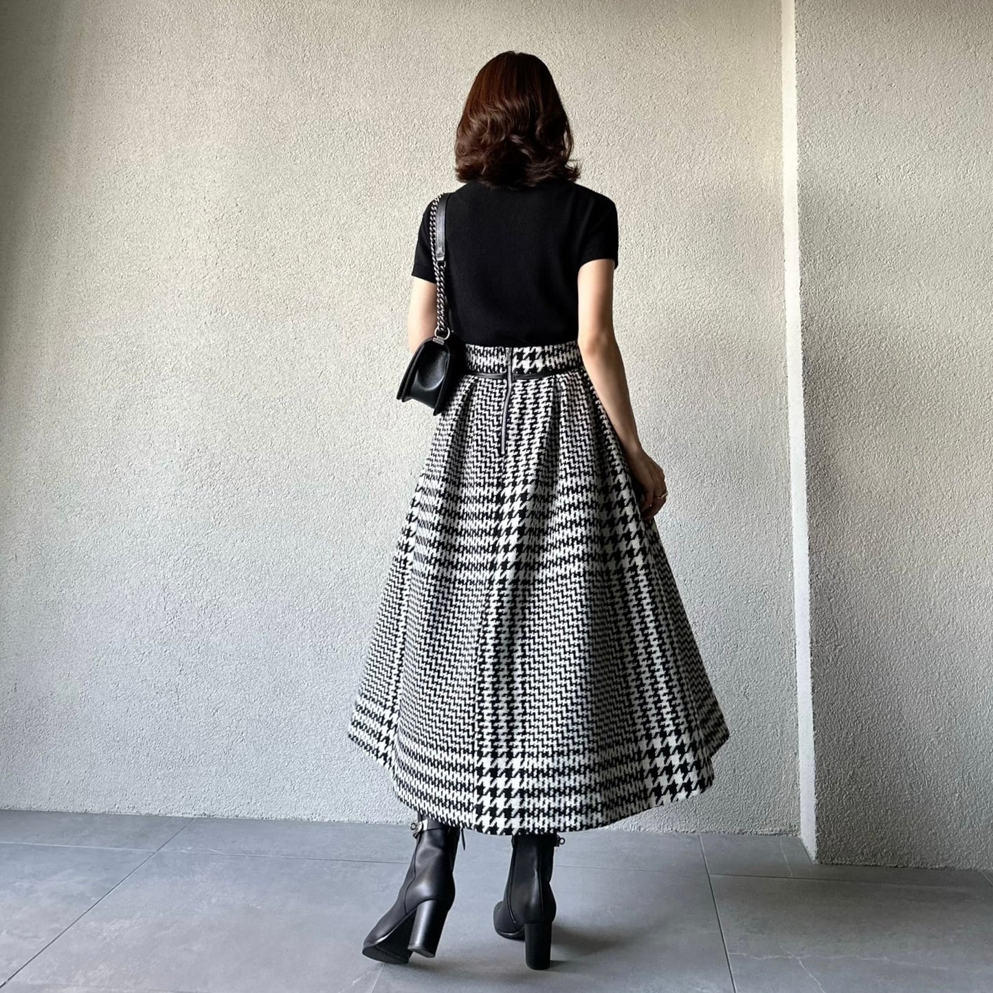 Plaid Coarse Woolen A-line Skirt