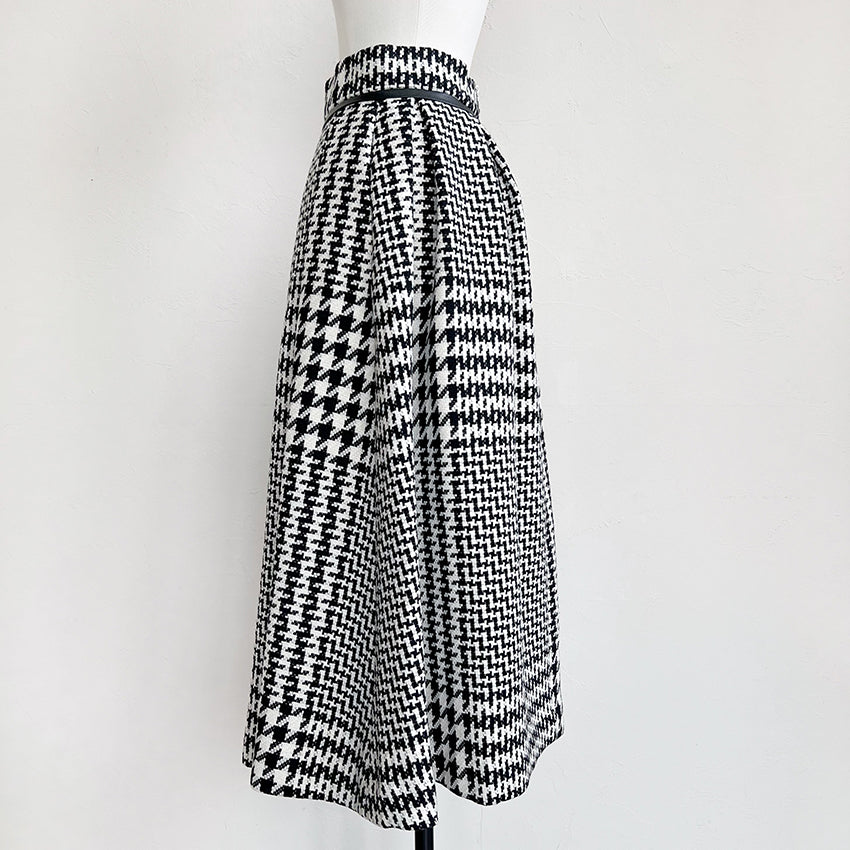 Plaid Coarse Woolen A-line Skirt