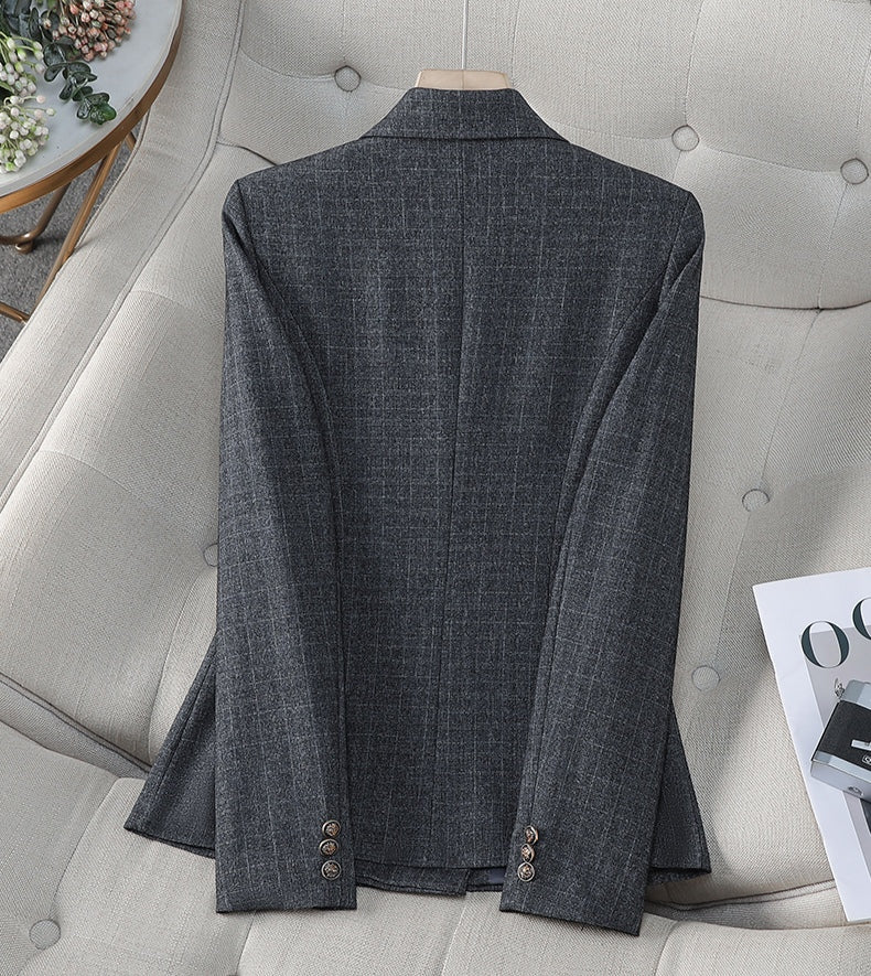 Plaid Women's Office Wear Suit Jacket