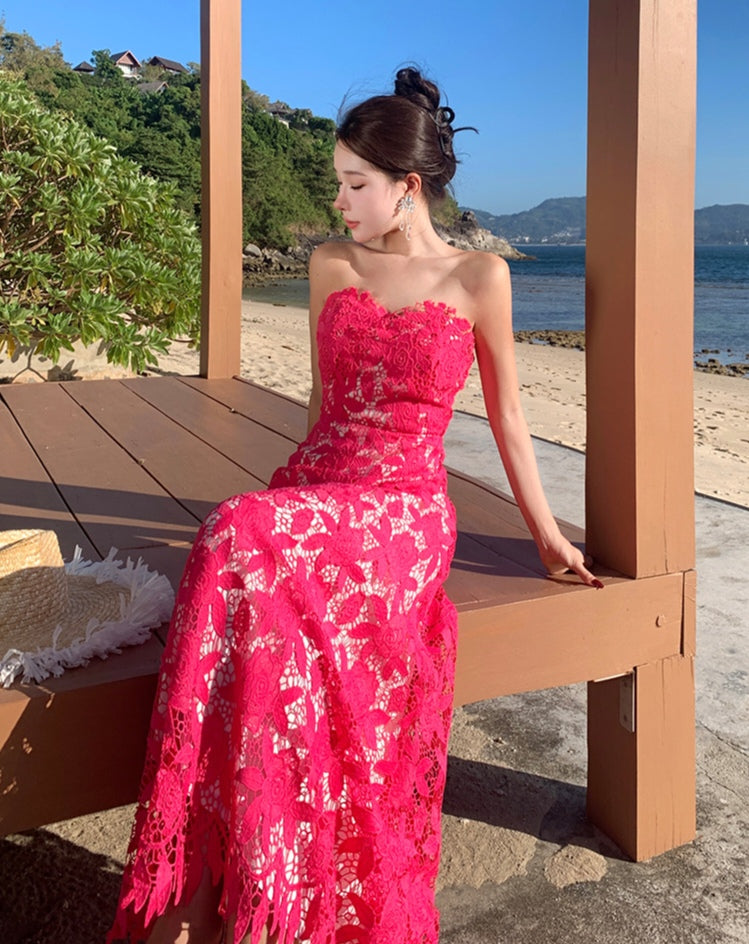 Cerise Pink Off Shoulder Dress