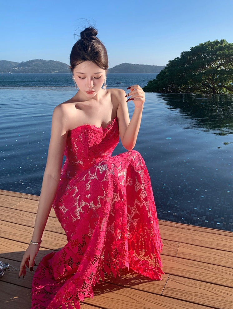 Cerise Pink Off Shoulder Dress
