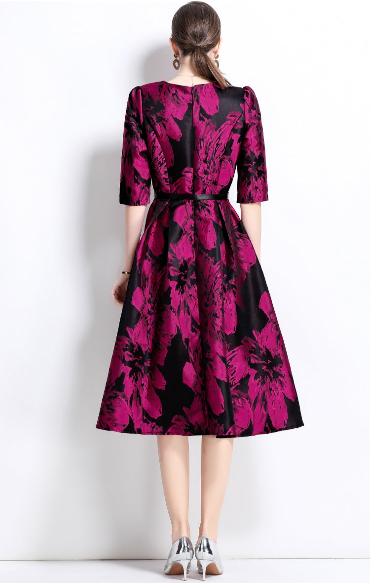 Floral Jacquard Exquisite A-line Dress