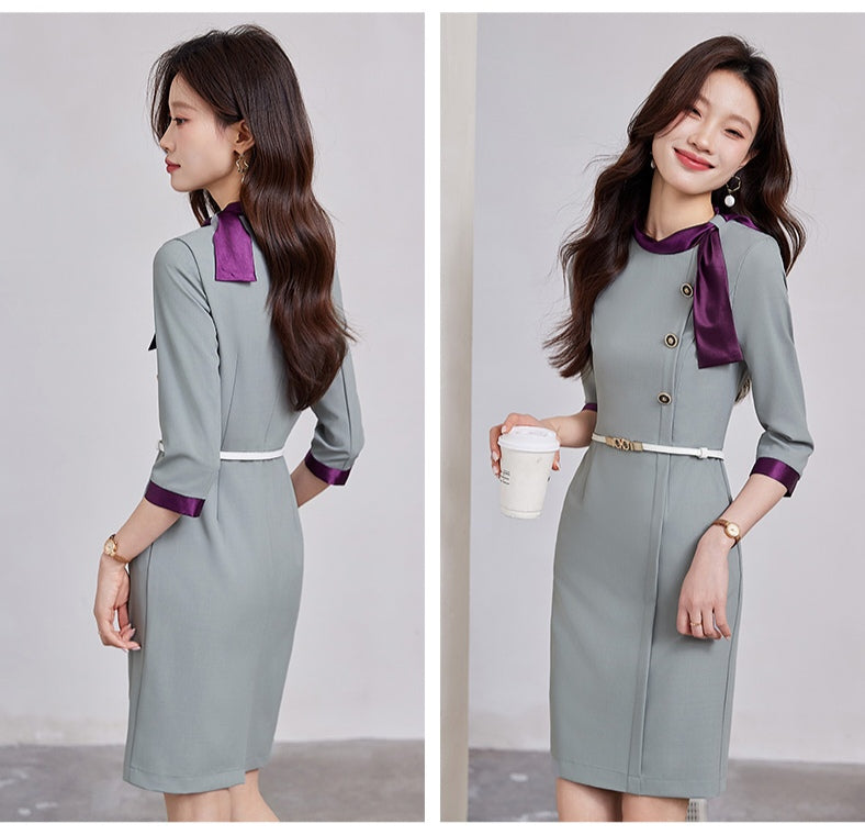 Professional Slim Bow Neck Dress