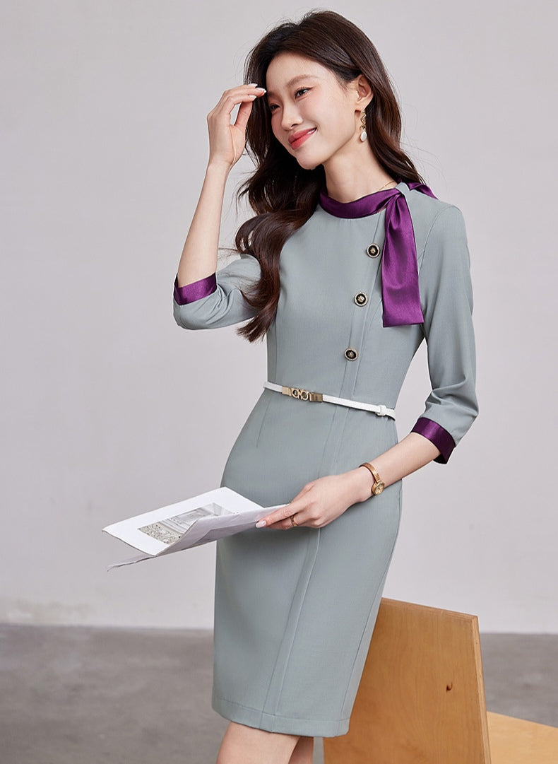 Professional Slim Bow Neck Dress