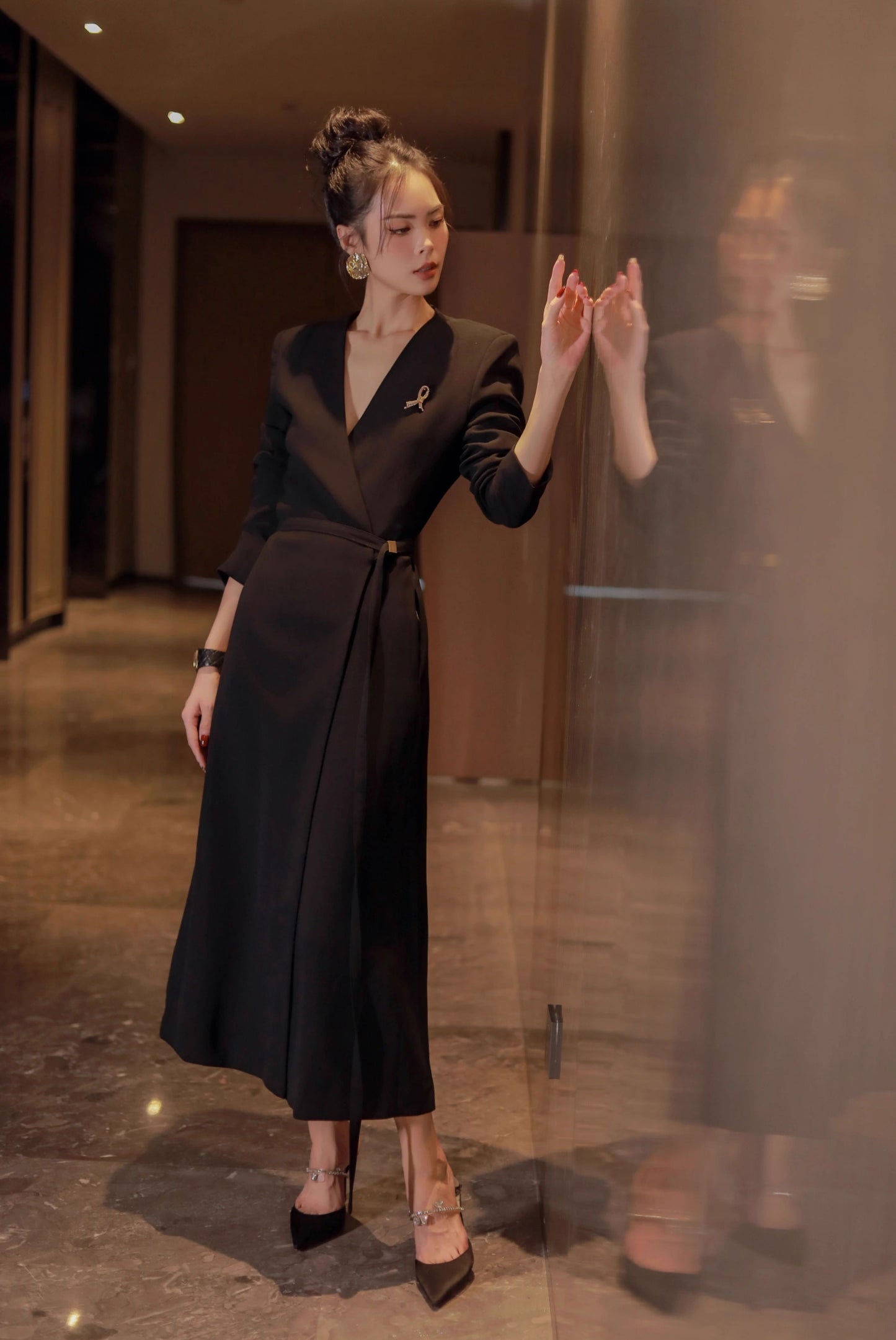 Midnight V-Neck Wrap Dress