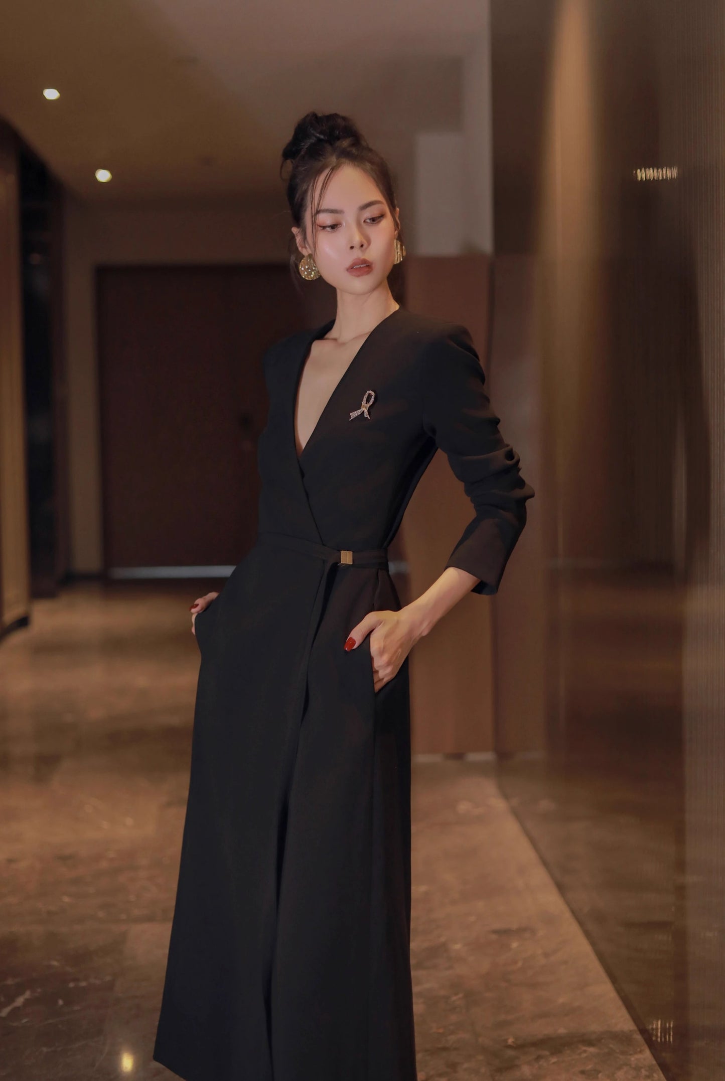 Midnight V-Neck Wrap Dress