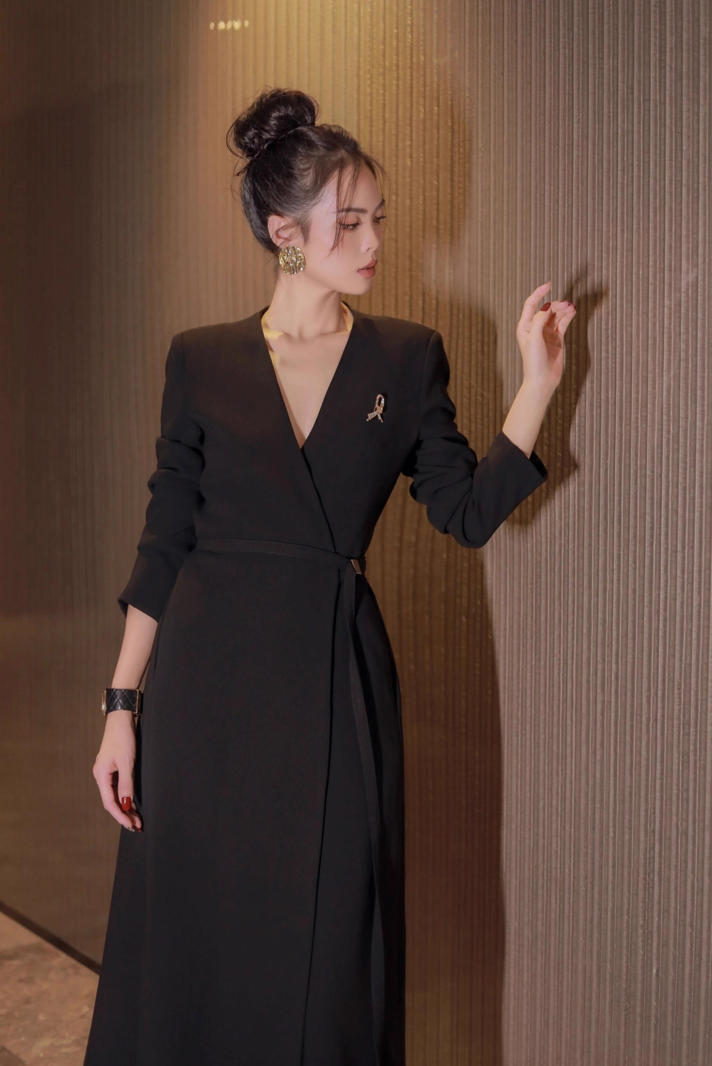 Midnight V-Neck Wrap Dress