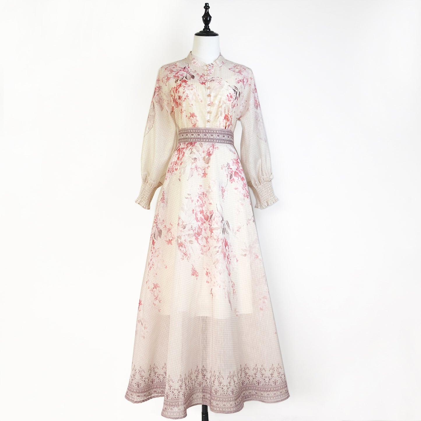 Coral Printed Shirt + High Waist Skirt Two-piece Set