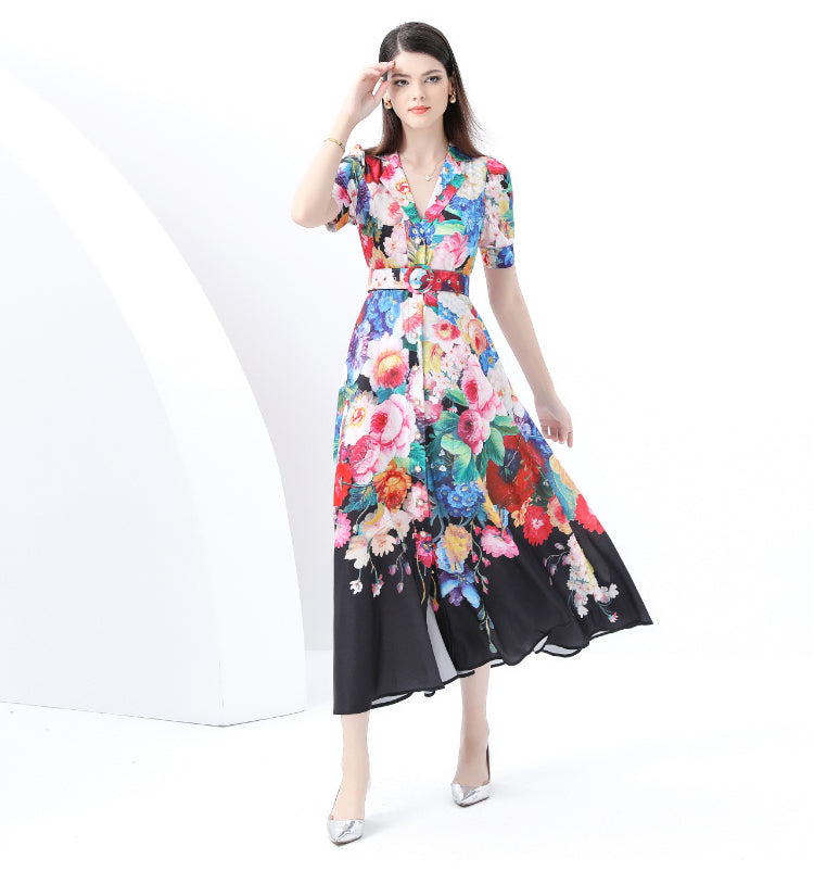 Black Floral Elegant Dress