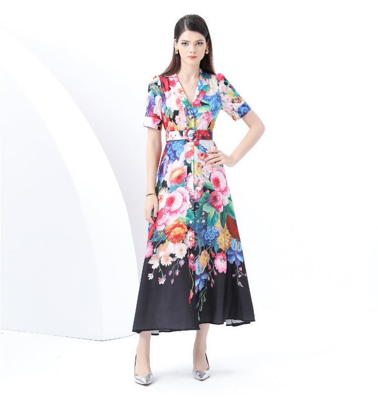 Black Floral Elegant Dress