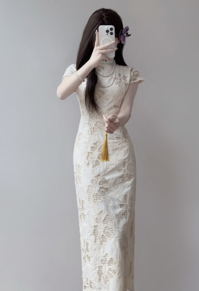 Embroidered Cheongsam Dress