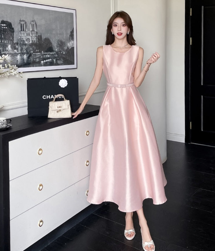 Round Neck Sleeveless A-line Dress